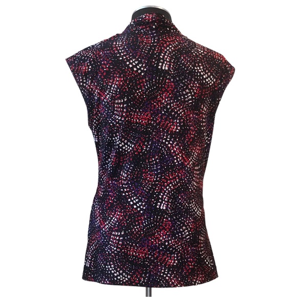 Vince Camuto - Drape Neck Faux Wrap Print Stretch Top – Large - Picture 5 of 9